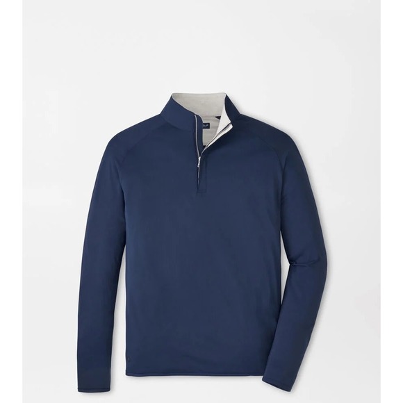 Peter Millar Crown Sport Mens Navy Blue Quarter Zip Pullover ME0XK60 Size L NEW